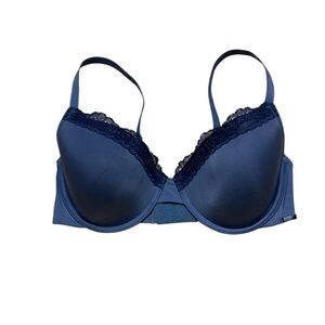 Calvin Klein T Shirt Bra With Lace Bra Womens Size 34D Blue Casual Lightly Lined